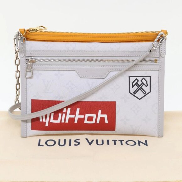LOUIS VUITTON Monogram White Flat Mensenger Shoulder Bag Bron M44640 Auth 48487A - Picture 1 of 15